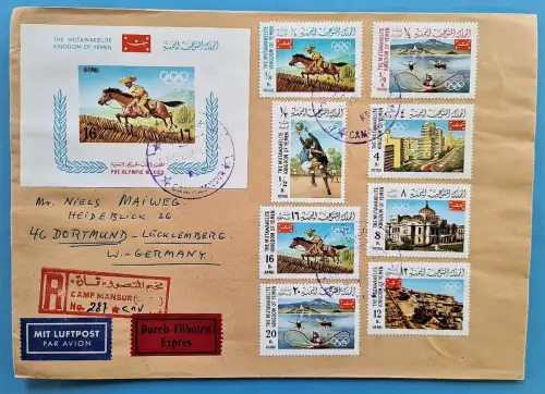 Jemen Yemen Kingdom 1968 Reko-Brief Express 403-410 Block 53 Olympiade / 26