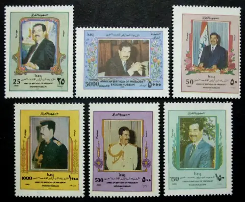 Irak Iraq 1999 Geburtstag Saddam Hussein Präsident Birthday 1596-1601 MNH