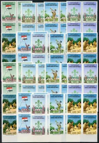 Jemen Yemen North 1964 Pfadfinder Scouts 368-376 A/B Perf Imperf Blocks/4 MNH