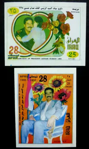 Irak Iraq 1995 Saddam Hussein Geburtstag Rosen Blumen Blüten Block 69-70 MNH