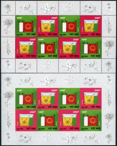 Vietnam 2018 Jahr des Schweines Chinesisches Neujahr A & B Kleinbogen MNH