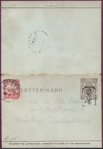 Kiautschou 1907 Kartenbrief Shanghai Local Post LC 1 Syfang Hamburg Aku-Stpl/385