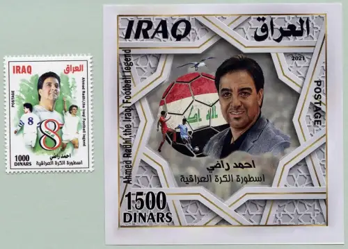 Irak Iraq 2021 Fußball Legende Ahmed Radhi Nationalfarben Soccer Sports MNH