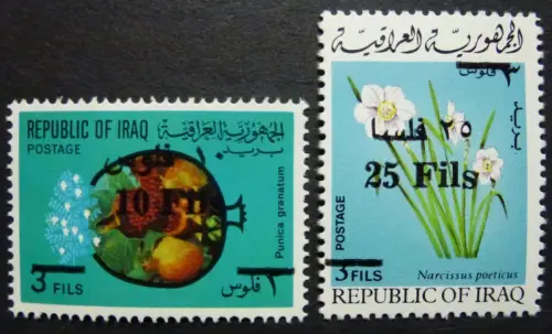 Irak Irq 1975 Pflanzen Früchte Blume Blüte Aufdruck Flowers Plants 808-809 MNH