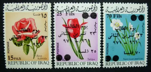 Irak Iraq 1971 Blumen Flowers Tag der Studenten Pflanzen Bildung 691-693 MNH