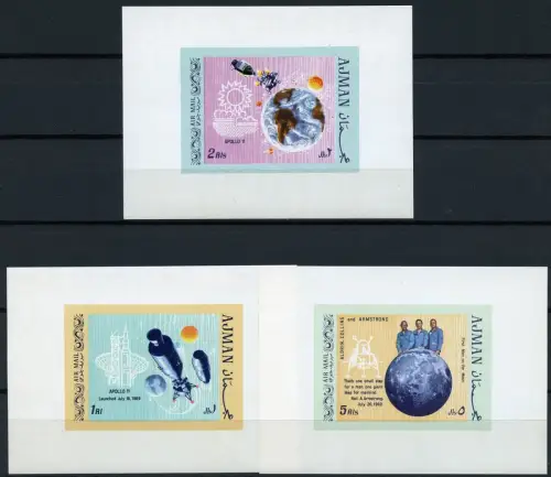 Raumfahrt Space 1969 Ajman Mondlandung Moon Landing 466-468 Blocks MNH / 847