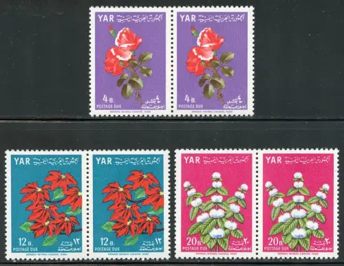 Jemen Yemen North 1964 Blumen Blüten Postage Due Porto P 17-19 Paare MNH