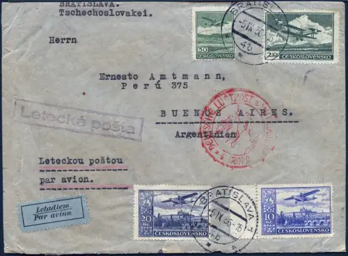 Zeppelin 1936 Tschechoslowakei 13. SAF Bratislava Argentinien Si 367 / 2098