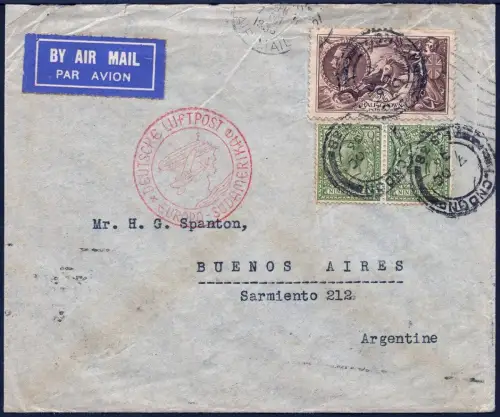Zeppelin 1936 Großbritannien 15. SAF Brief London Argentinien Si 372 / 2100