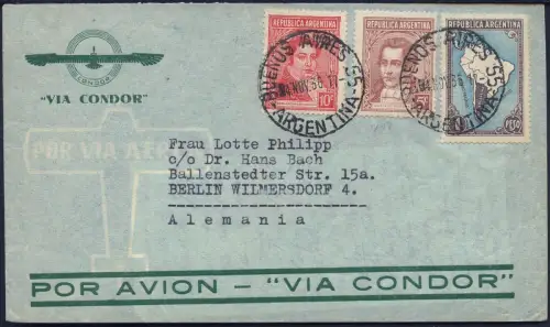 Zeppelin Argentinien 1936 18. SAF LZ 129 Buenos Aires Berlin Michel 52 B / 1991
