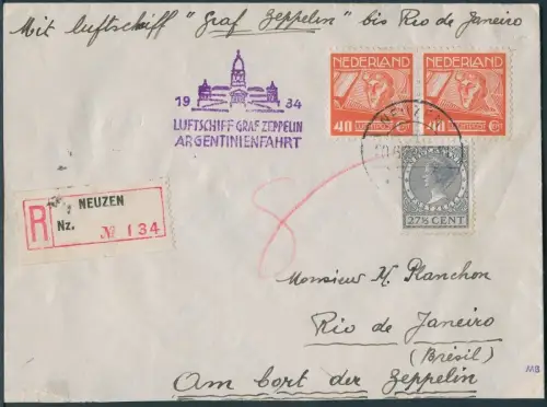 Zeppelin 1934 Niederlande 3. SAF Argentinienfahrt Reko Neuzen Rio Si 254 /2068