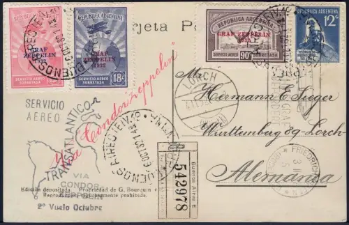 Zeppelin 1932 Argentinien 9. SAF Ansichtskarte Buenos Aires Lorch Si 197 / 2049