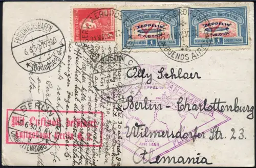 Zeppelin 1930 Argentinien SAF Private Fotokarte Berlin Si 63 B / 2430