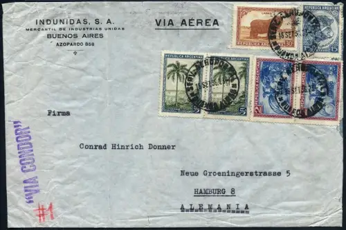 Zeppelin 1936 Argentinien 13. SAF Brief Buenos Aires Hamburg Si 368 B / 2099