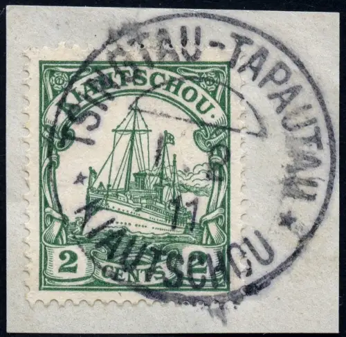 Kiautschou 1911 Michel 28 Briefstück Tsingtau-Tapautau 1.2.11 / 413
