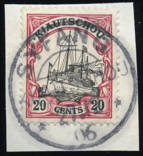 Kiautschou 1906 Briefstück Michel 22/Yacht Syfang 27.12.06 Luxus / 416