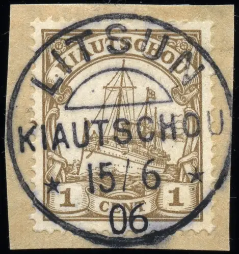 Kiautschou 1906 Briefstück Michel 18/Yacht Litsun 15.6.06 / 417