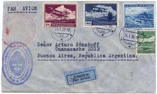 Katapult 1939 Tschechoslowakei Brief Prag Argentinien Catapult H 718 / 1228