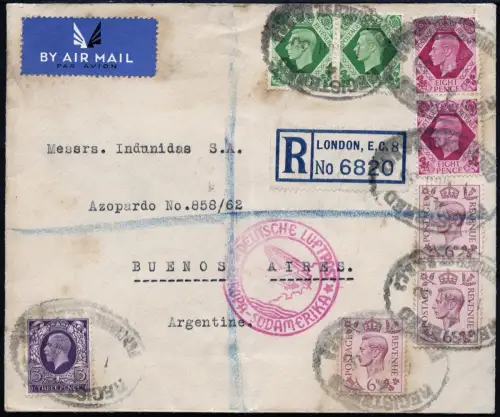 Katapult 1939 GB Reko-Brief MiF 51 Pence Argentinien Catapult H 728 / 1079