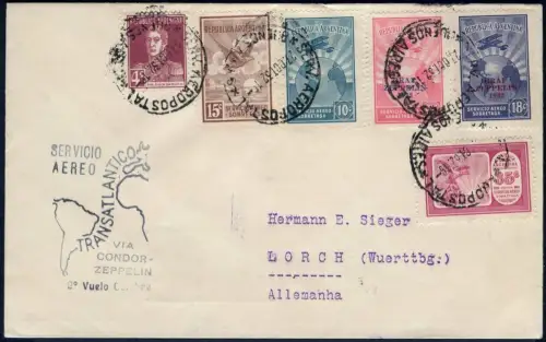 Zeppelin 1932 Argentinien 9. SAF Brief Buenos Aires Lorch Si 197 / 2051
