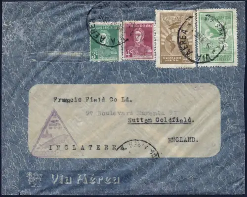 Zeppelin 1934 Argentinien 3. SAF Argentinienfahrt Brief England Si 256 / 2072