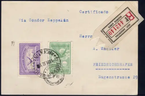 Zeppelin 1932 Argentinien 2. SAF Reko-PK A. Thasler Maschinist Si 145 / 2019