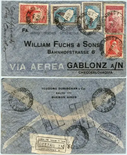 Katapult Argentinien 1938 Brief Buenos Aires Gablonz Sudetenland Catapult / 485
