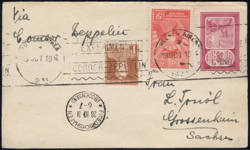 Zeppelin 1931 Argentinien 3. SAF PK Buenos Aires Großenhain Sachsen Si 135/ 2010