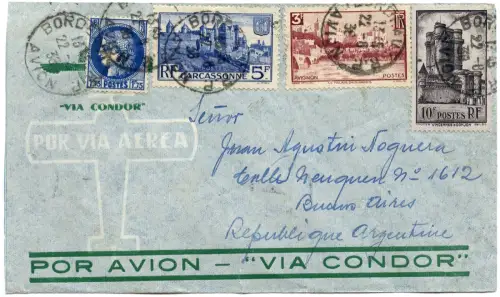 Katapult 1938 Frankreich Bordeaux Argentinien Brief H 675 Catapult / 1558