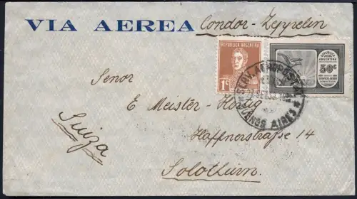 Zeppelin 1932 Argentinien 7. SAF Brief MiF Buenos Aires Schweiz Si 185 / 2043