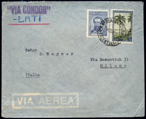 LATI 1940 Argentinien Brief Buenos Aires 21.8.40 Mailand Italien Airmail / 1692