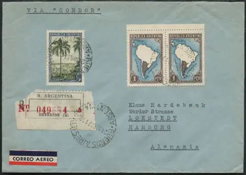 Katapult Argentinien 1937 Reko-Brief 7 Pesos Buenos Aires Lokstedt Catapult/ 432