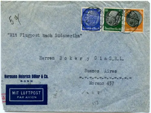 LATI 1941 Dt. Reich Brief 7.4.41 Bonn Rom Argentinien OKW Zensur / 1913