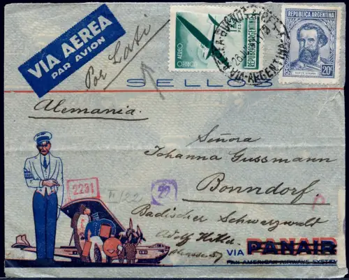 LATI 1940 Argentinien Buenos Aires Brief 26.7.41 Bonndorf OKW Zensur / 1948