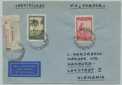 Katapult Argentinien 1937 Rekobrief 5,25 Peso Buenos Aires Lokstedt Catapult/450