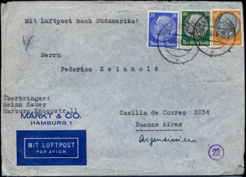 LATI 1941 Dt. Reich Brief 18.6.41 Hannover Rom Argentinien OKW Zensur / 2070