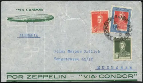 Katapult Argentinien 1934 Brief Buenos Aires Stuttgart München Catapult / 362