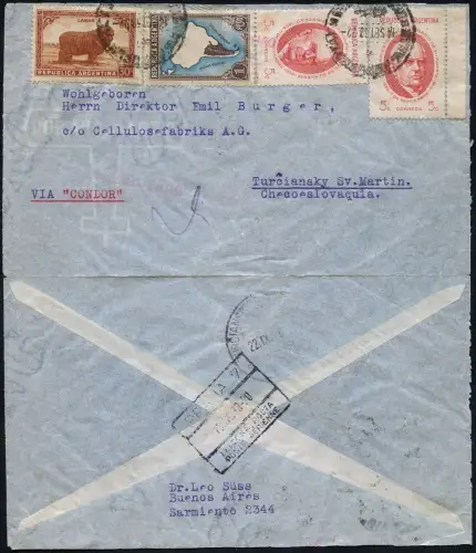 Katapult Argentinien 1938 Brief Buenos Aires Tschechoslowakei Catapult / 493