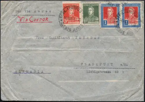 Katapult Argentinien 1934 Brief Buenos Aires Stuttgart Frankfurt Catapult / 365