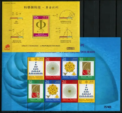 Macau Macao 2007 Goldener Schnitt Perlbootgehäuse 1542-1545 KLB Block 158 MNH