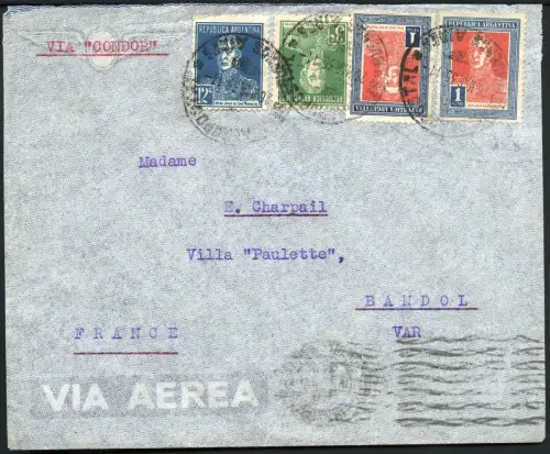 Katapult Argentinien 1935 Brief Buenos Aires Bandol Frankreich Catapult / 381