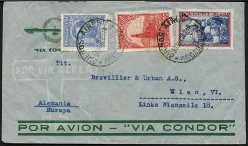 Katapult Argentinien 1938 Brief Buenos Aires Wien Österreich Catapult / 496