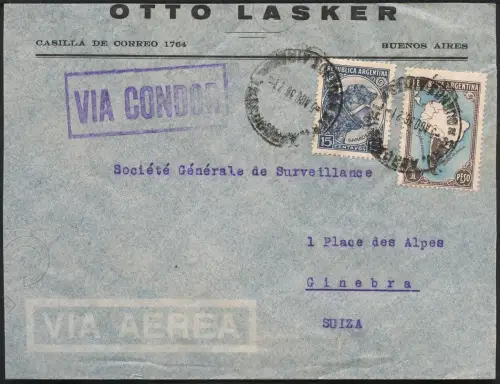 Katapult Argentinien 1936 Brief Buenos Aires Genf Schweiz Catapult / 422