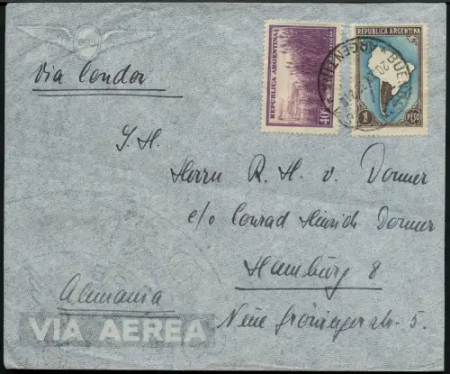 Katapult Argentinien 1938  Brief Buenos Aires Hamburg Catapult/ 484