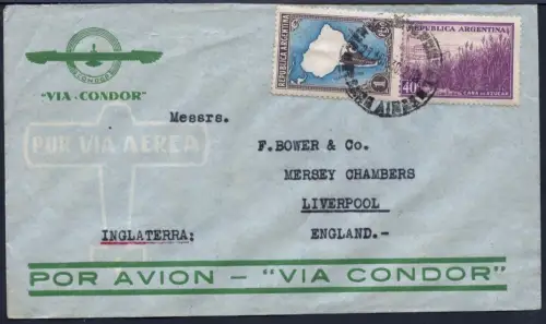 Katapult Argentinien 1938 Brief Buenos Aires Liverpool England Catapult/ 477