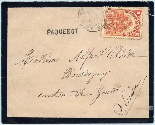 Haiti 1900 Trauerbrief EF 10c via Paquebot Schiffspost nach Satigny Schweiz / 48