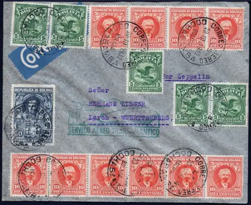 Zeppelin Bolivien 1932 2. SAF Cochabamba nach Deutschland Si 146 B/C / 1827