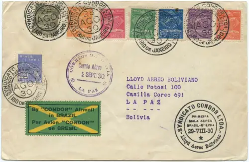 Condor 1930 Brasilien First Flight Erstflug MiF C 1-C 7 La Paz Bolivien / 1526