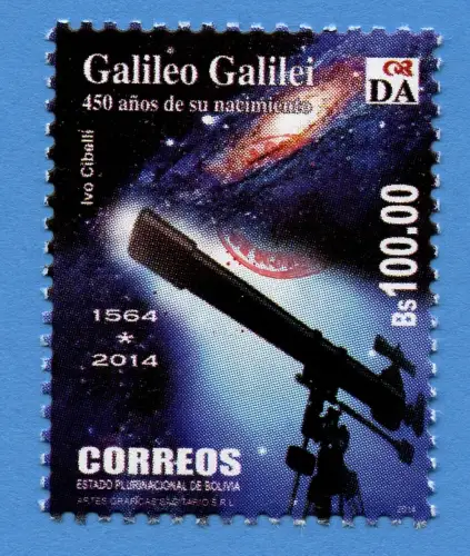 Bolivien Bolivia 2018 Freimarken Aufdruck Galileo Galilei Astronomie MNH