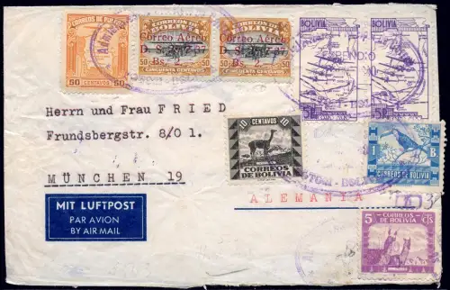 LATI 1940 Bolivien Brief Potosi Rio de Janeiro Rom München OKW-Zensur / 1935